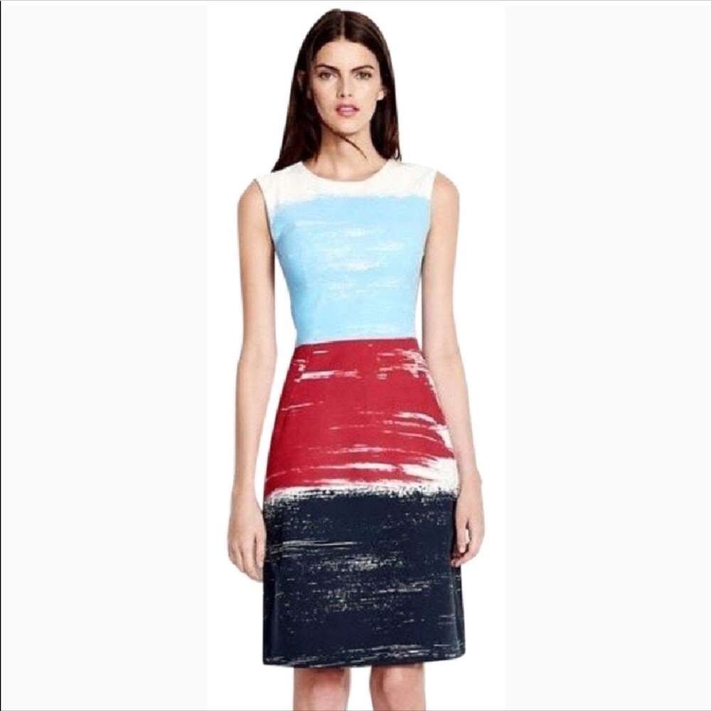 Lands' End Red White Blue Canvas Collection Sheath Dress